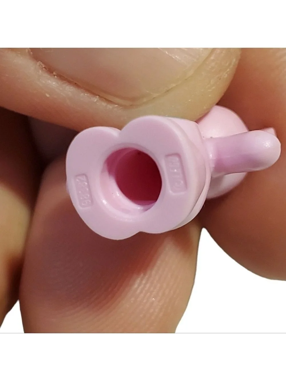 Lego Pink Teddy Bear mini figure blue white striped belly